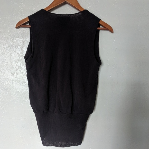 Brown mesh ruffle v neck top - Picture 2 of 4